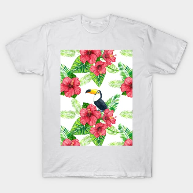 Toucan and tropical bouquet T-Shirt by katerinamk